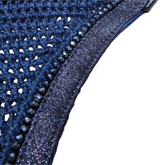 Hut m. Glimmerkant og Perler - Navy