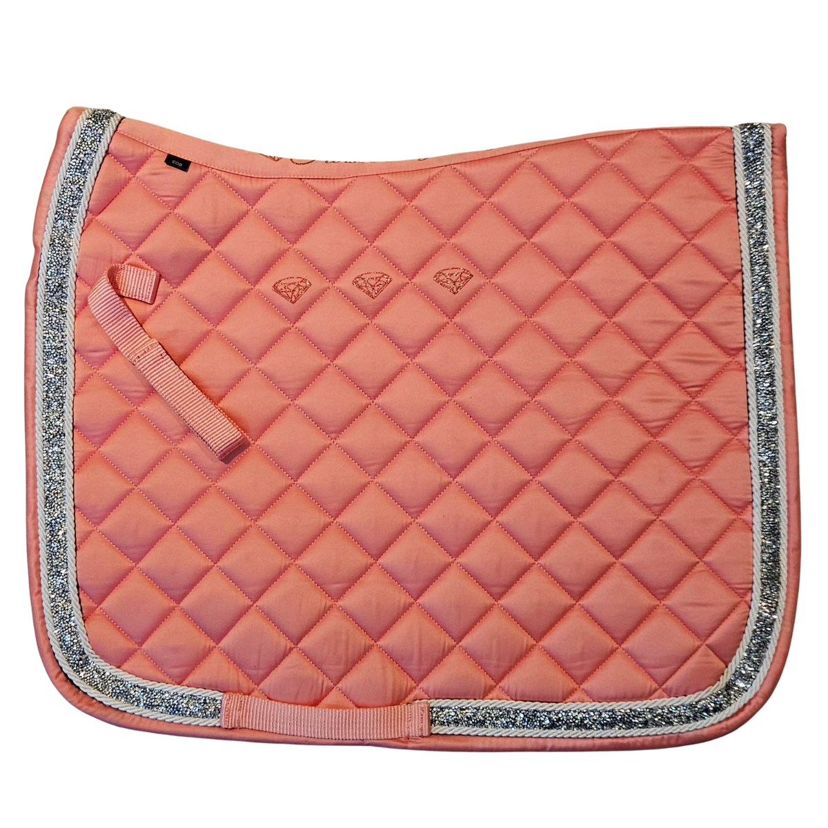 Satin Dressurunderlag m. Krystal Kant - Rose Peach