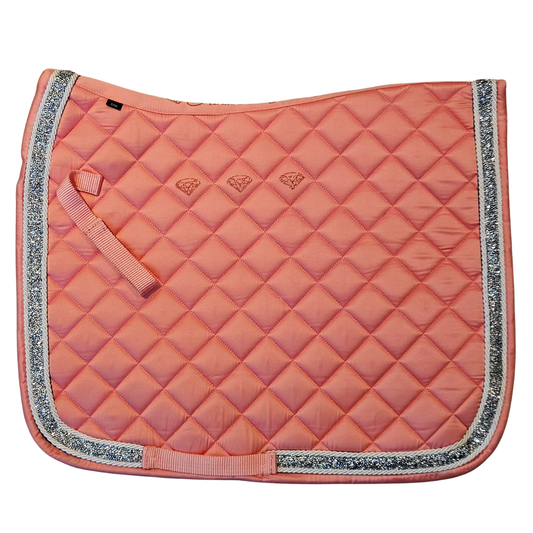 Satin Dressurunderlag m. Krystal Kant - Rose Peach