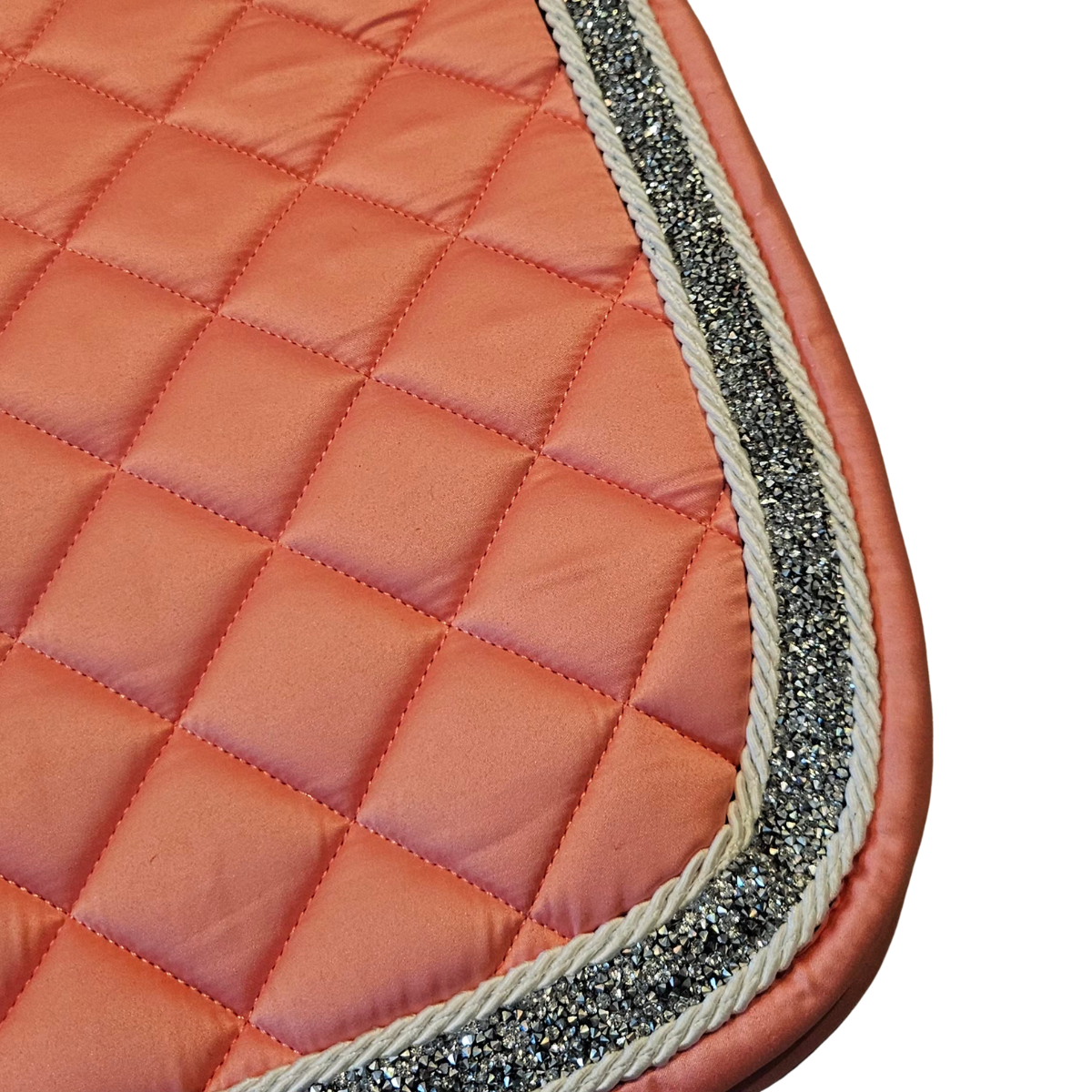 Satin Dressurunderlag m. Krystal Kant - Rose Peach