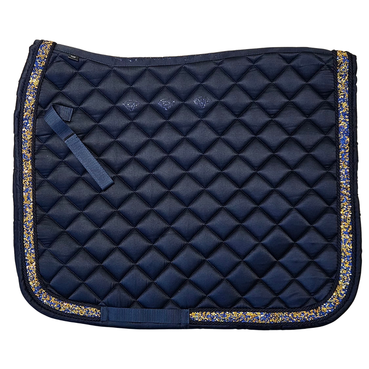 Satin Dressurunderlag m. Krystal Kant - Navy