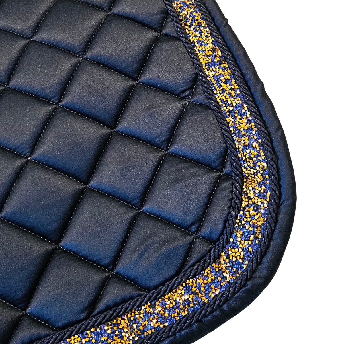 Satin Dressurunderlag m. Krystal Kant - Navy